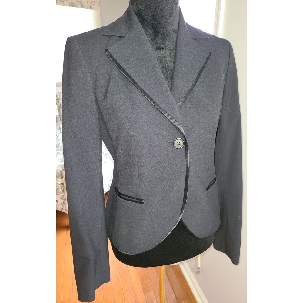 LAUNDRY by SHELLI SEGAL Black Piping Blazer Jacket Coat Women's (2)